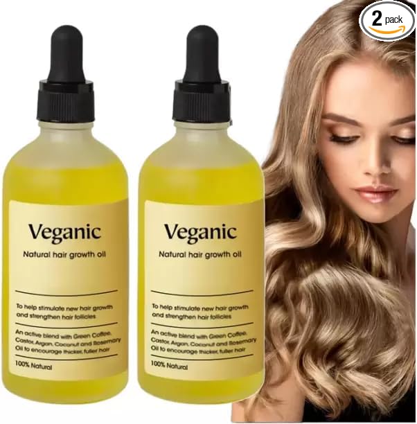 Veganic Hair Growth Elixir - 60ml | Castor Oil & Rosemary for Thicker Hair(60ml Pack of 2) 120ml